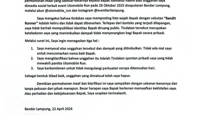 Permintaan maaf kepada bapak Lukmanul Hakim